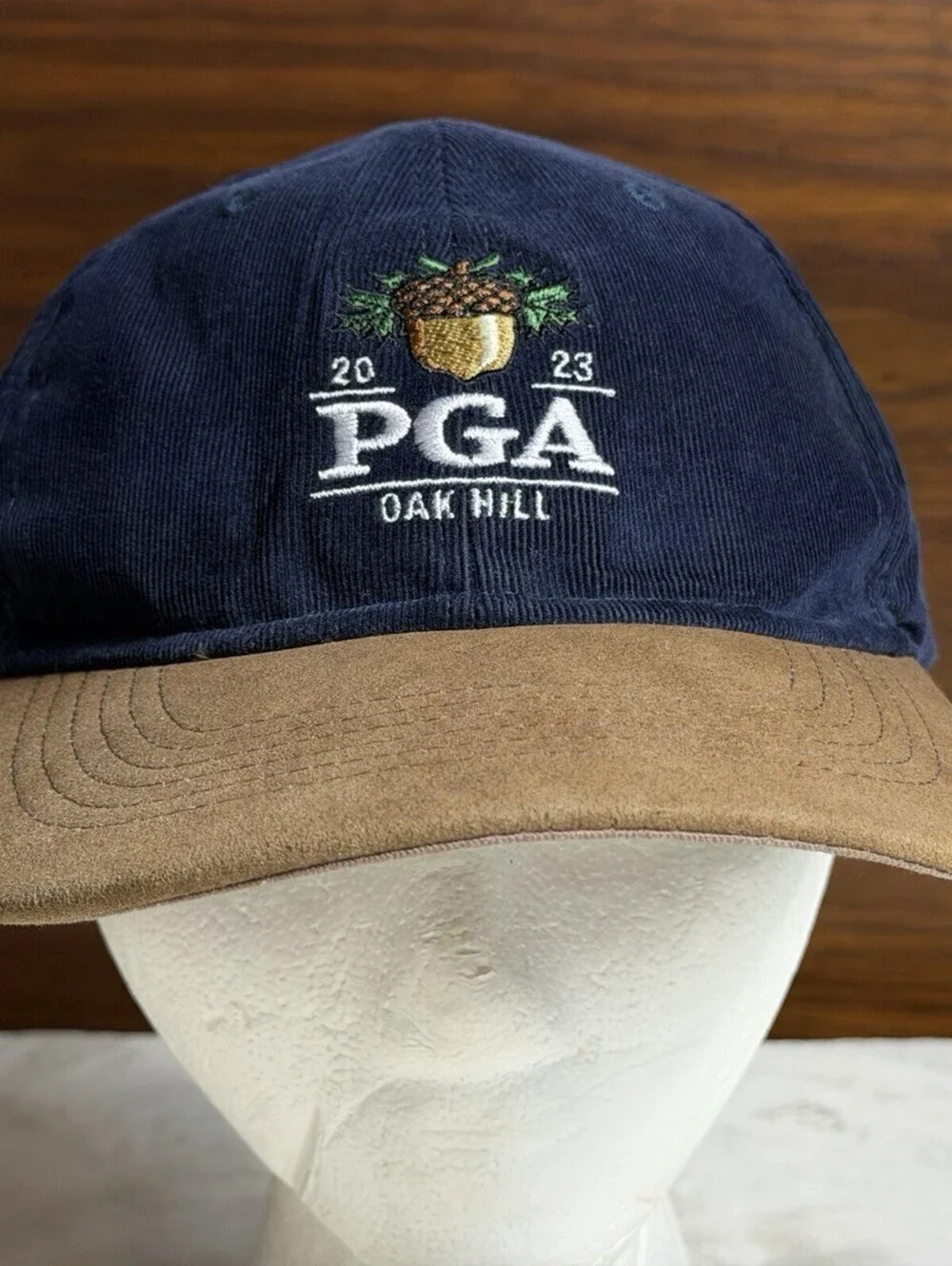 2023 PGA Championship Oak Hill Hat Imperial Navy Corduroy Suede Strapback Cap